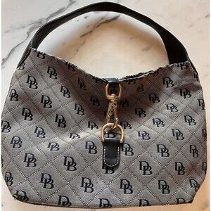 Dooney & Bourke Maxi Quilt Logo Lock Sack Shoulder Bag Black & Gray